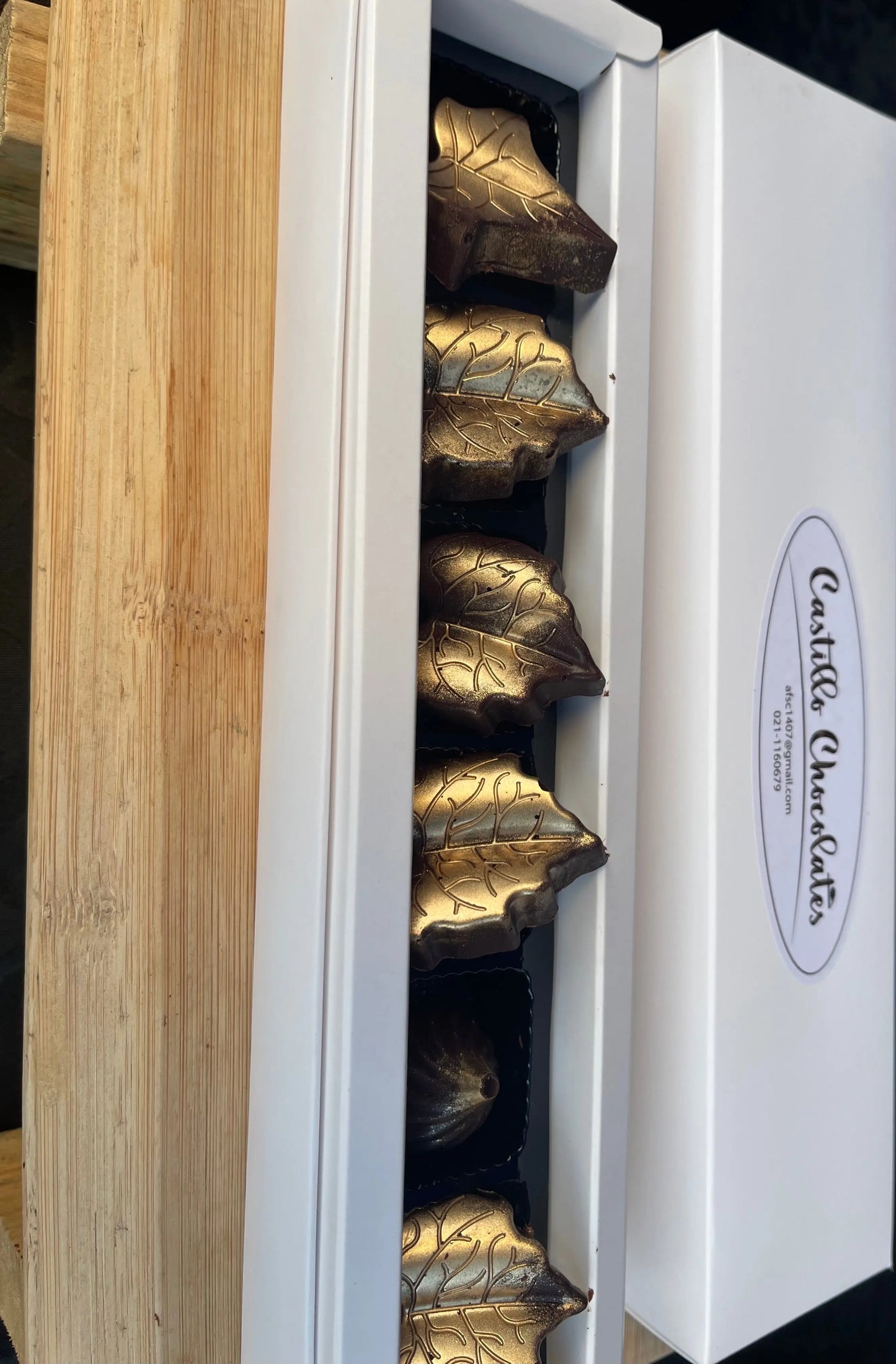 6 pack Belgian Dark Chocolate Leaves solid pieces