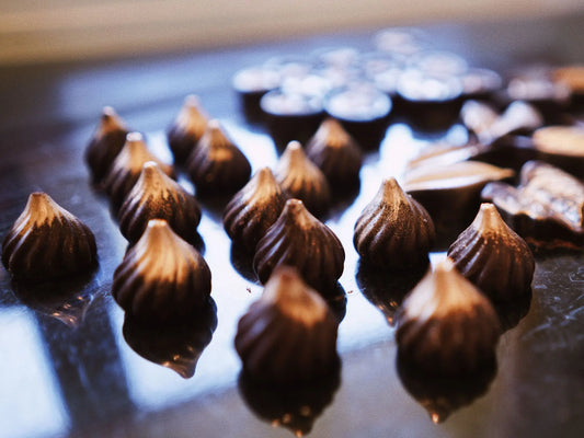 70% cacao Belgian Dark chocolate flame design solid pieces
