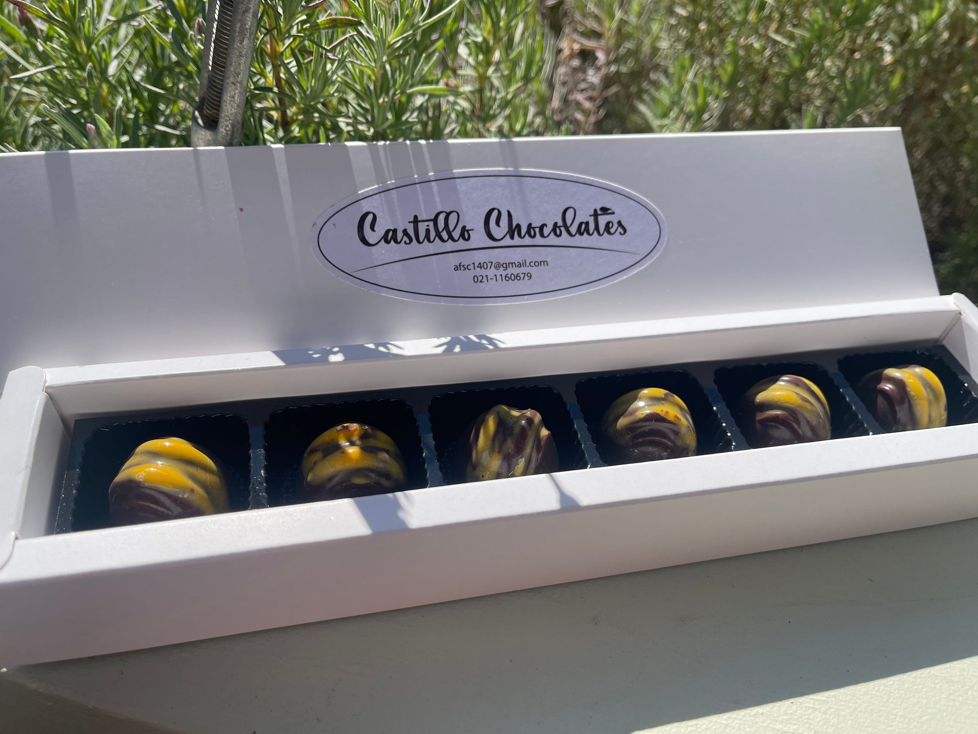 54% cacao Belgian Dark Chocolate Bonbon with Amaretto Liqueur Ganache 6 pack