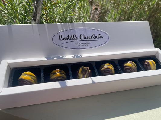 54% cacao Belgian Dark Chocolate Bonbon with Amaretto Liqueur Ganache 6 pack