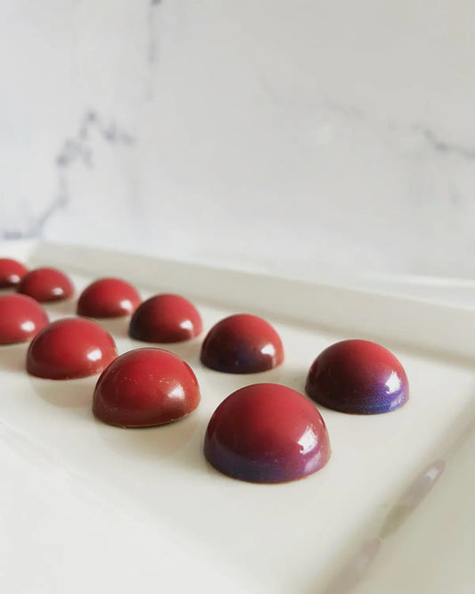 Belgian Dark chocolate bonbon with raspberry smooth ganache
